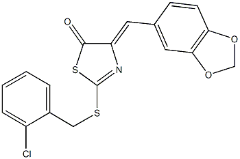 4-(1,3-benzodioxol-5-ylmethylene)-2-[(2-chlorobenzyl)sulfanyl]-1,3-thiazol-5(4H)-one 结构式