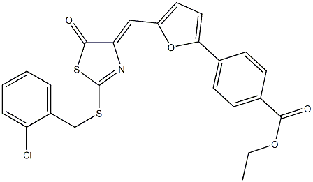 ethyl 4-{5-[(2-[(2-chlorobenzyl)sulfanyl]-5-oxo-1,3-thiazol-4(5H)-ylidene)methyl]-2-furyl}benzoate 结构式