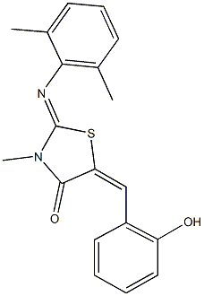 2-[(2,6-dimethylphenyl)imino]-5-(2-hydroxybenzylidene)-3-methyl-1,3-thiazolidin-4-one 结构式