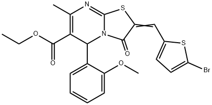 ethyl 2-[(5-bromo-2-thienyl)methylene]-5-(2-methoxyphenyl)-7-methyl-3-oxo-2,3-dihydro-5H-[1,3]thiazolo[3,2-a]pyrimidine-6-carboxylate 结构式