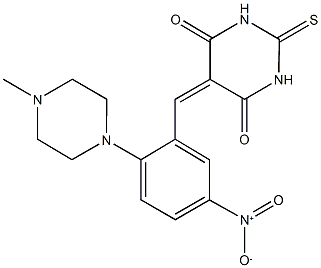 5-[5-nitro-2-(4-methyl-1-piperazinyl)benzylidene]-2-thioxodihydro-4,6(1H,5H)-pyrimidinedione 结构式