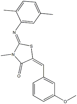 2-[(2,5-dimethylphenyl)imino]-5-(3-methoxybenzylidene)-3-methyl-1,3-thiazolidin-4-one 结构式