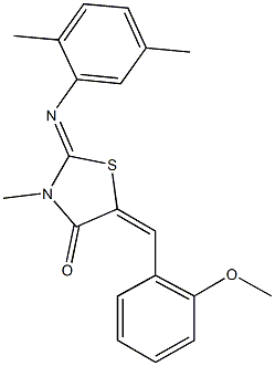 2-[(2,5-dimethylphenyl)imino]-5-(2-methoxybenzylidene)-3-methyl-1,3-thiazolidin-4-one 结构式