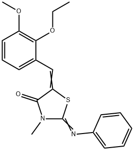 5-(2-ethoxy-3-methoxybenzylidene)-3-methyl-2-(phenylimino)-1,3-thiazolidin-4-one 结构式