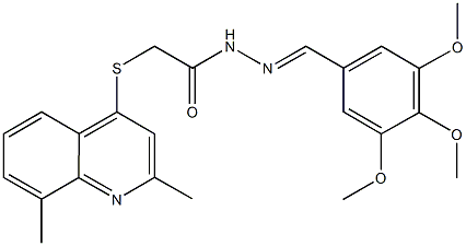 2-[(2,8-dimethyl-4-quinolinyl)sulfanyl]-N'-(3,4,5-trimethoxybenzylidene)acetohydrazide 结构式