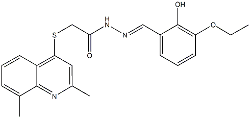 2-[(2,8-dimethyl-4-quinolinyl)sulfanyl]-N'-(3-ethoxy-2-hydroxybenzylidene)acetohydrazide 结构式