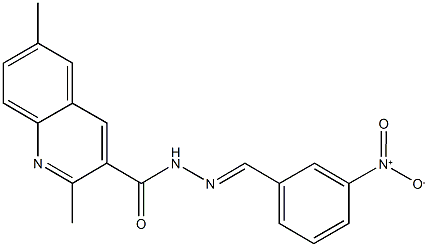 N'-{3-nitrobenzylidene}-2,6-dimethyl-3-quinolinecarbohydrazide 结构式