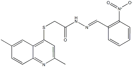 2-[(2,6-dimethyl-4-quinolinyl)sulfanyl]-N'-{2-nitrobenzylidene}acetohydrazide 结构式