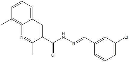 N'-(3-chlorobenzylidene)-2,8-dimethyl-3-quinolinecarbohydrazide 结构式