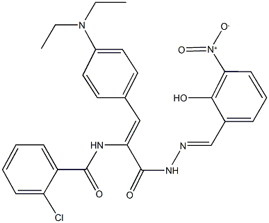 2-chloro-N-{2-[4-(diethylamino)phenyl]-1-[(2-{2-hydroxy-3-nitrobenzylidene}hydrazino)carbonyl]vinyl}benzamide 结构式