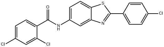 2,4-dichloro-N-[2-(4-chlorophenyl)-1,3-benzothiazol-5-yl]benzamide 结构式