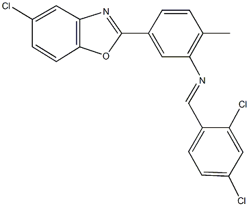 5-(5-chloro-1,3-benzoxazol-2-yl)-N-(2,4-dichlorobenzylidene)-2-methylaniline 结构式