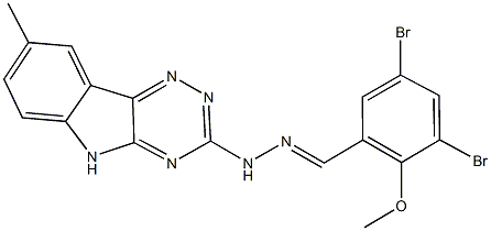 3,5-dibromo-2-(methyloxy)benzaldehyde (8-methyl-5H-[1,2,4]triazino[5,6-b]indol-3-yl)hydrazone 结构式