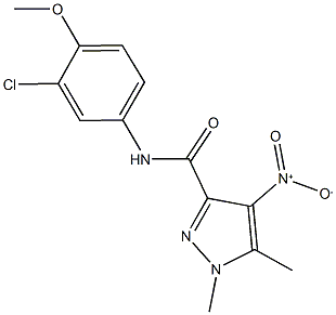 N-(3-chloro-4-methoxyphenyl)-4-nitro-1,5-dimethyl-1H-pyrazole-3-carboxamide 结构式