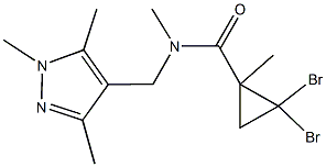 2,2-dibromo-N,1-dimethyl-N-[(1,3,5-trimethyl-1H-pyrazol-4-yl)methyl]cyclopropanecarboxamide 结构式