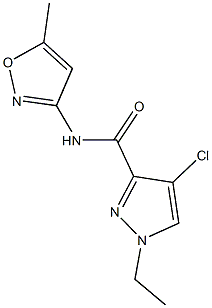 4-chloro-1-ethyl-N-(5-methyl-3-isoxazolyl)-1H-pyrazole-3-carboxamide 结构式