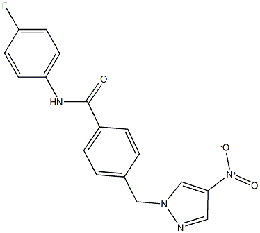 N-(4-fluorophenyl)-4-({4-nitro-1H-pyrazol-1-yl}methyl)benzamide 结构式