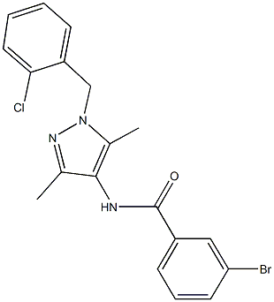 3-bromo-N-[1-(2-chlorobenzyl)-3,5-dimethyl-1H-pyrazol-4-yl]benzamide 结构式