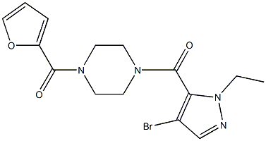 1-[(4-bromo-1-ethyl-1H-pyrazol-5-yl)carbonyl]-4-(2-furoyl)piperazine 结构式