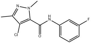 4-chloro-N-(3-fluorophenyl)-1,3-dimethyl-1H-pyrazole-5-carboxamide 结构式