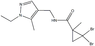 2,2-dibromo-N-[(1-ethyl-5-methyl-1H-pyrazol-4-yl)methyl]-1-methylcyclopropanecarboxamide 结构式