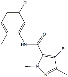 4-bromo-N-(5-chloro-2-methylphenyl)-1,3-dimethyl-1H-pyrazole-5-carboxamide 结构式
