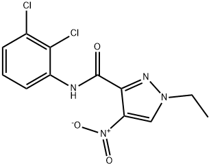 N-(2,3-dichlorophenyl)-1-ethyl-4-nitro-1H-pyrazole-3-carboxamide 结构式