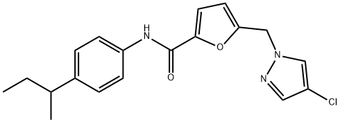 N-(4-sec-butylphenyl)-5-[(4-chloro-1H-pyrazol-1-yl)methyl]-2-furamide 结构式