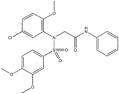 2-{5-chloro[(3,4-dimethoxyphenyl)sulfonyl]-2-methoxyanilino}-N-phenylacetamide 结构式