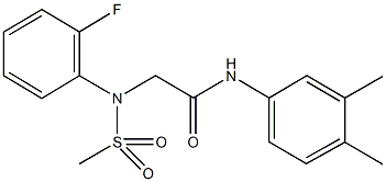 N-(3,4-dimethylphenyl)-2-[2-fluoro(methylsulfonyl)anilino]acetamide 结构式