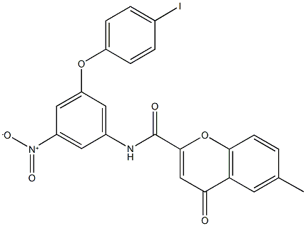 N-[3-nitro-5-(4-iodophenoxy)phenyl]-6-methyl-4-oxo-4H-chromene-2-carboxamide 结构式