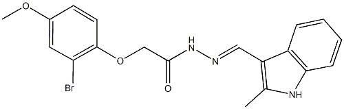 2-(2-bromo-4-methoxyphenoxy)-N'-[(2-methyl-1H-indol-3-yl)methylene]acetohydrazide 结构式