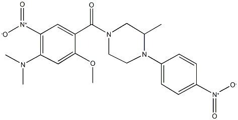 4-{4-(dimethylamino)-5-nitro-2-methoxybenzoyl}-1-{4-nitrophenyl}-2-methylpiperazine 结构式