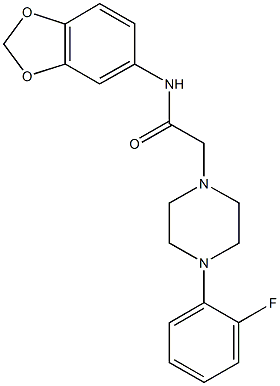 N-(1,3-benzodioxol-5-yl)-2-[4-(2-fluorophenyl)-1-piperazinyl]acetamide 结构式