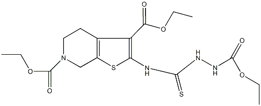 diethyl 2-({[2-(ethoxycarbonyl)hydrazino]carbothioyl}amino)-4,7-dihydrothieno[2,3-c]pyridine-3,6(5H)-dicarboxylate 结构式