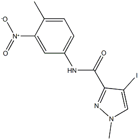 N-{3-nitro-4-methylphenyl}-4-iodo-1-methyl-1H-pyrazole-3-carboxamide 结构式