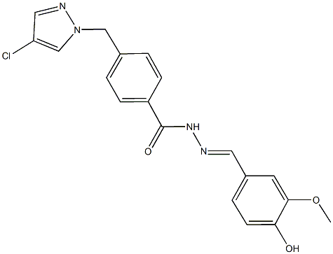 4-[(4-chloro-1H-pyrazol-1-yl)methyl]-N'-(4-hydroxy-3-methoxybenzylidene)benzohydrazide 结构式