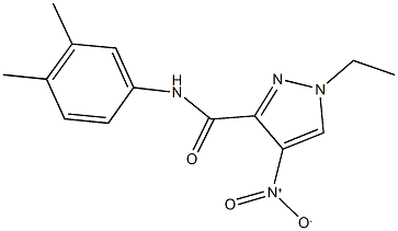 N-(3,4-dimethylphenyl)-1-ethyl-4-nitro-1H-pyrazole-3-carboxamide 结构式