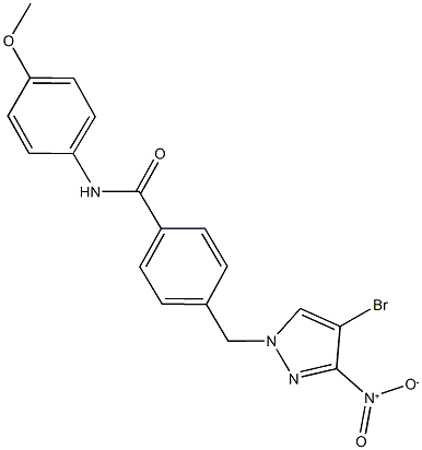 4-({4-bromo-3-nitro-1H-pyrazol-1-yl}methyl)-N-(4-methoxyphenyl)benzamide 结构式