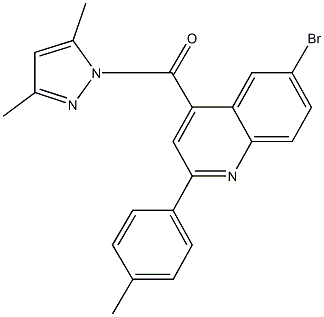 6-bromo-4-[(3,5-dimethyl-1H-pyrazol-1-yl)carbonyl]-2-(4-methylphenyl)quinoline 结构式