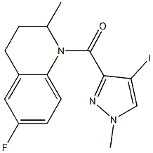 6-fluoro-1-[(4-iodo-1-methyl-1H-pyrazol-3-yl)carbonyl]-2-methyl-1,2,3,4-tetrahydroquinoline 结构式