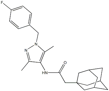 2-(1-adamantyl)-N-[1-(4-fluorobenzyl)-3,5-dimethyl-1H-pyrazol-4-yl]acetamide 结构式