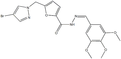 5-[(4-bromo-1H-pyrazol-1-yl)methyl]-N'-(3,4,5-trimethoxybenzylidene)-2-furohydrazide 结构式