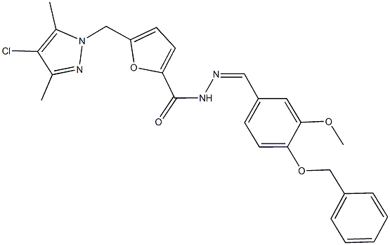 N'-[4-(benzyloxy)-3-methoxybenzylidene]-5-[(4-chloro-3,5-dimethyl-1H-pyrazol-1-yl)methyl]-2-furohydrazide 结构式