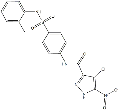 4-chloro-5-nitro-N-[4-(2-toluidinosulfonyl)phenyl]-1H-pyrazole-3-carboxamide 结构式