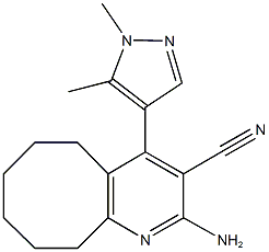 2-amino-4-(1,5-dimethyl-1H-pyrazol-4-yl)-5,6,7,8,9,10-hexahydrocycloocta[b]pyridine-3-carbonitrile 结构式