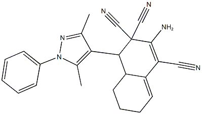 2-amino-4-(3,5-dimethyl-1-phenyl-1H-pyrazol-4-yl)-4a,5,6,7-tetrahydro-1,3,3(4H)-naphthalenetricarbonitrile 结构式