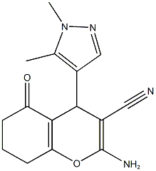 2-amino-4-(1,5-dimethyl-1H-pyrazol-4-yl)-5-oxo-5,6,7,8-tetrahydro-4H-chromene-3-carbonitrile 结构式