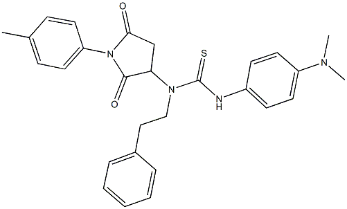 N'-[4-(dimethylamino)phenyl]-N-[1-(4-methylphenyl)-2,5-dioxo-3-pyrrolidinyl]-N-(2-phenylethyl)thiourea 结构式