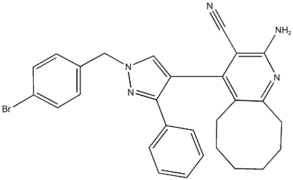 2-amino-4-[1-(4-bromobenzyl)-3-phenyl-1H-pyrazol-4-yl]-5,6,7,8,9,10-hexahydrocycloocta[b]pyridine-3-carbonitrile 结构式